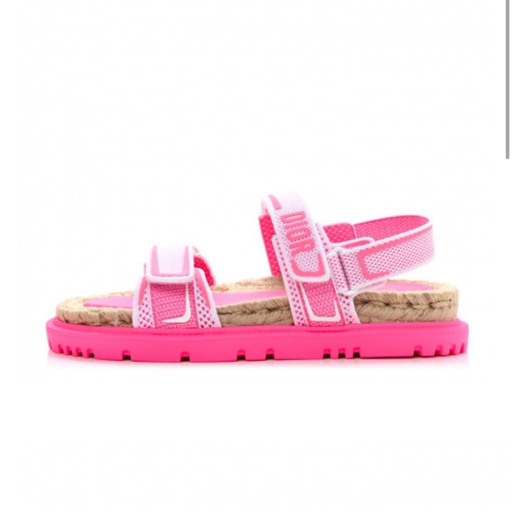 CHRISTIAN DIOR Technical Mesh Rubber Dioract Sandals 38.5 Fuchsia White